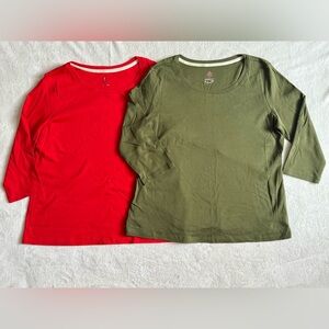 Isaac Mizrahi Live! LARGE Lot of 2 Pima Cotton Knit Scoop Neck T-Shirts